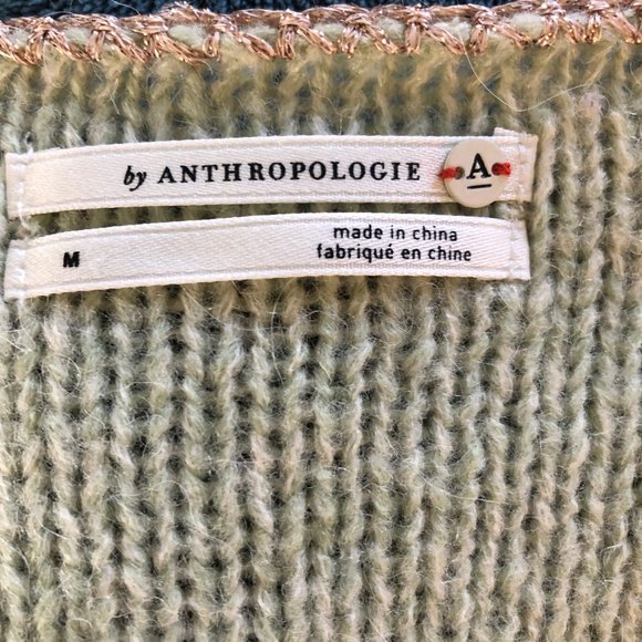 Anthropologie Alpaca Blend Loose Weave V Neck Pullover Sweater Medium - Picture 5 of 7